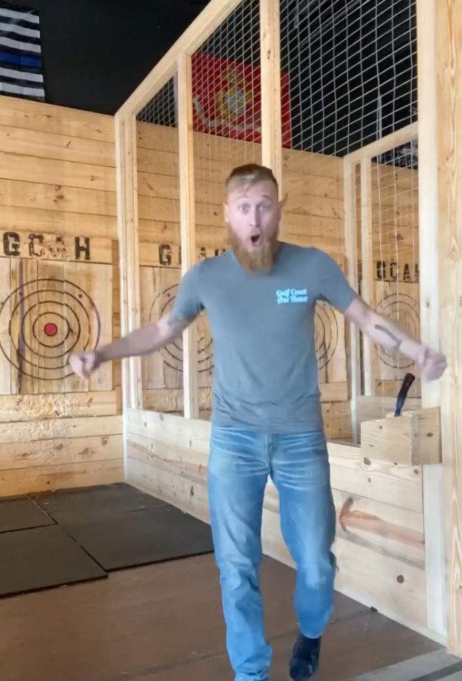 Dalton Villines at the axe range