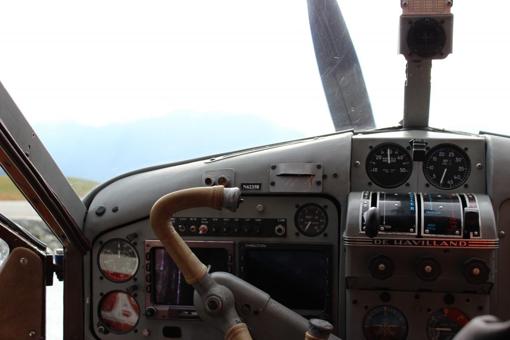 Cockpit of airplane in Alaska