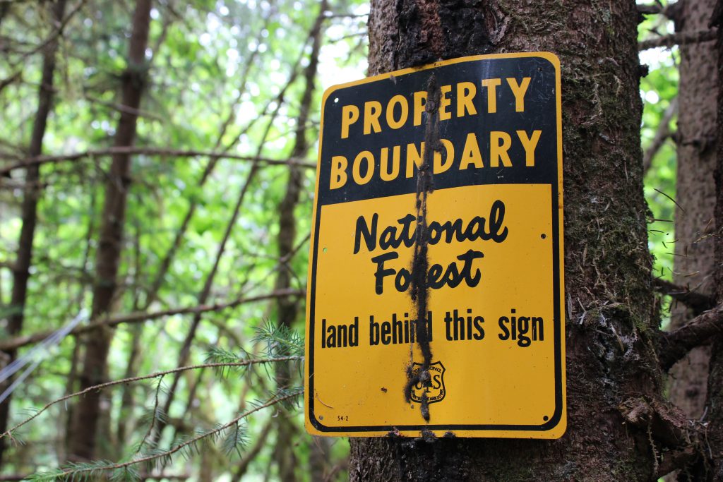 Tongass National forest sign Roadless Rule