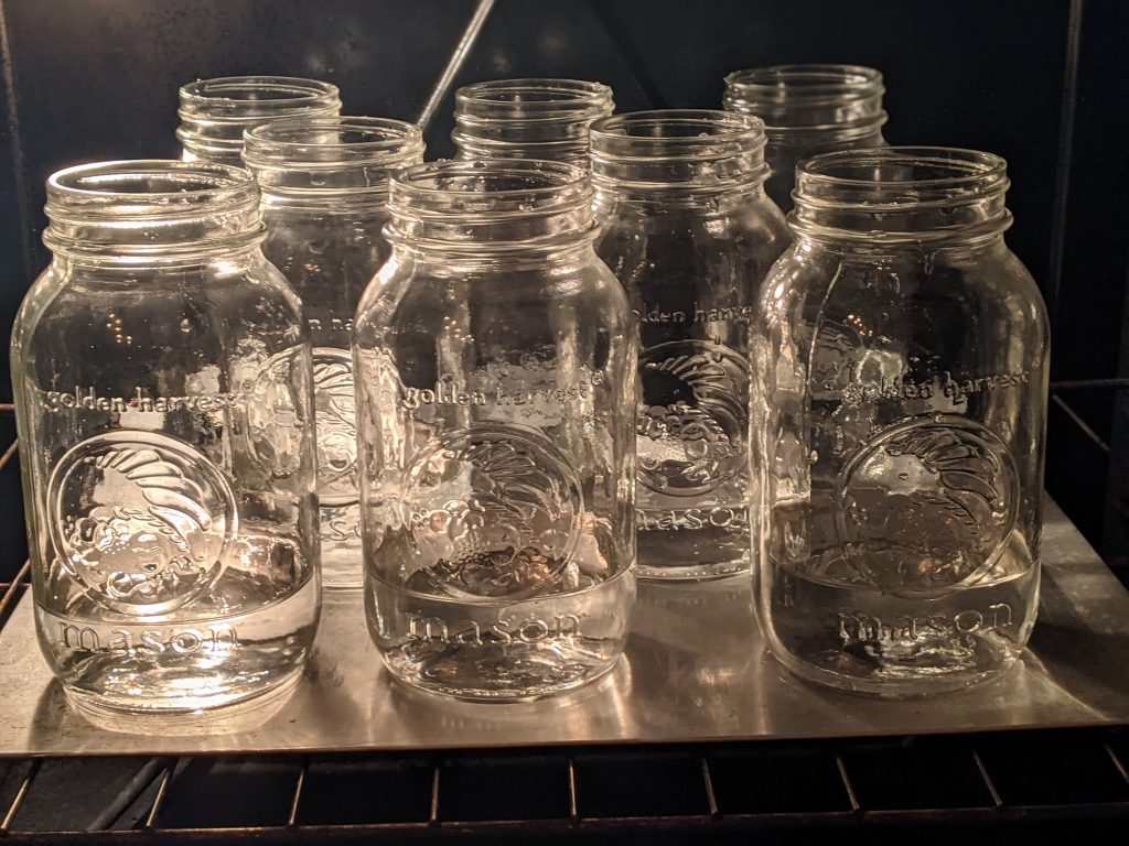 canning jars in oven