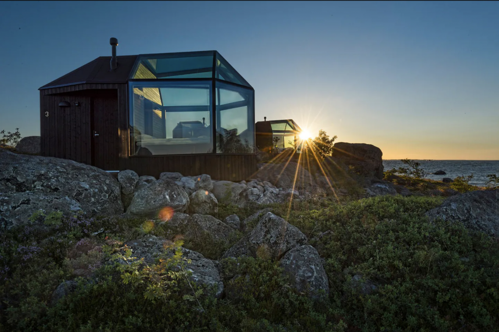 vacation, glass igloo on the finnish tundra