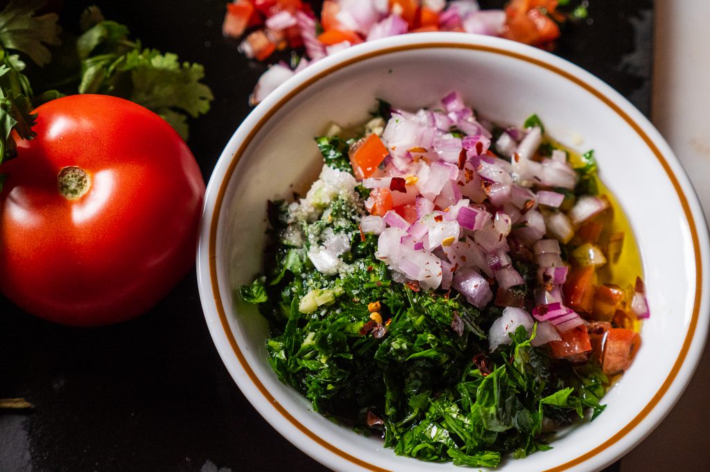 chimichurri ingredients bowl