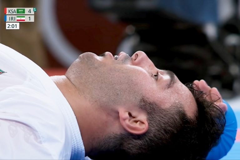 Iran’s Sajad Ganjzadeh Wins Karate Gold by Getting Knocked Out
