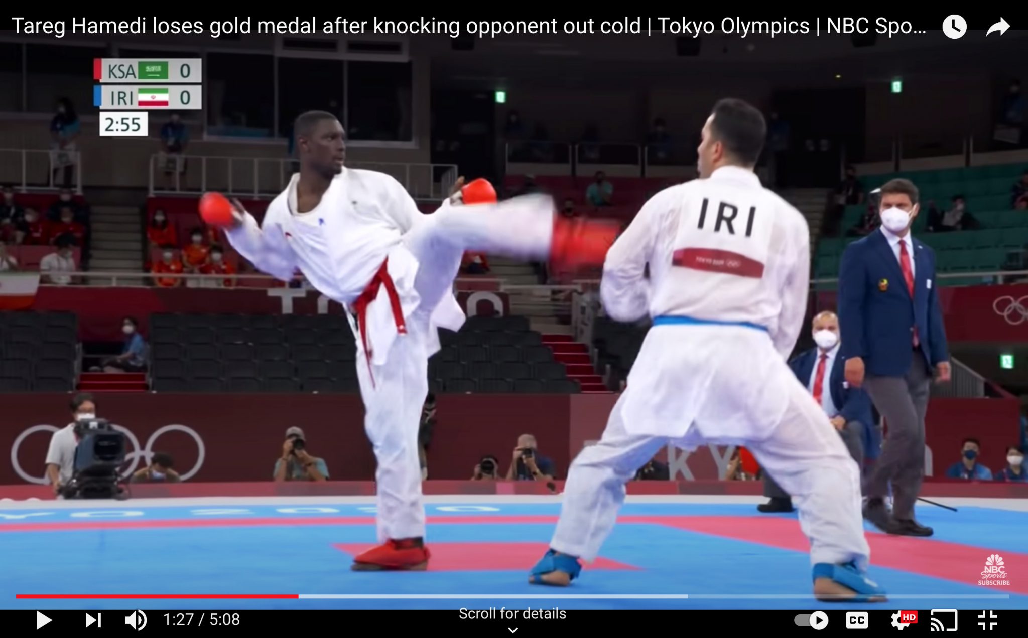 Iran’s Sajad Ganjzadeh Wins Karate Gold by Getting Knocked Out