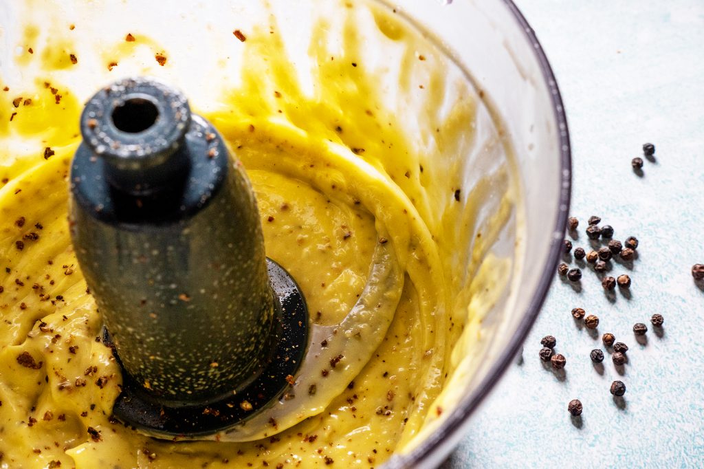 black pepper aioli in food processor