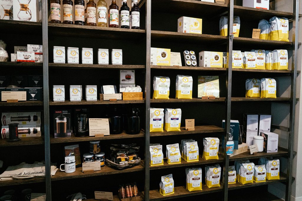 coffe shop shelves
