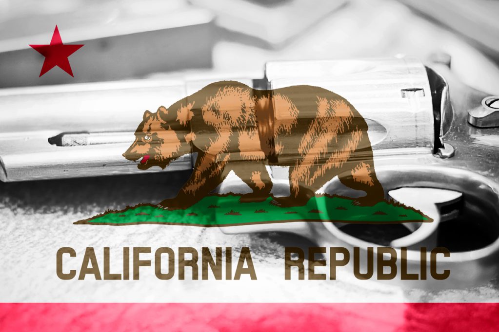 california flag overlayed on revolver