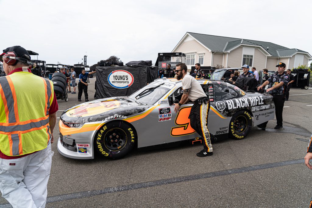 NASCAR Xfinity car #9 rolling to pit road