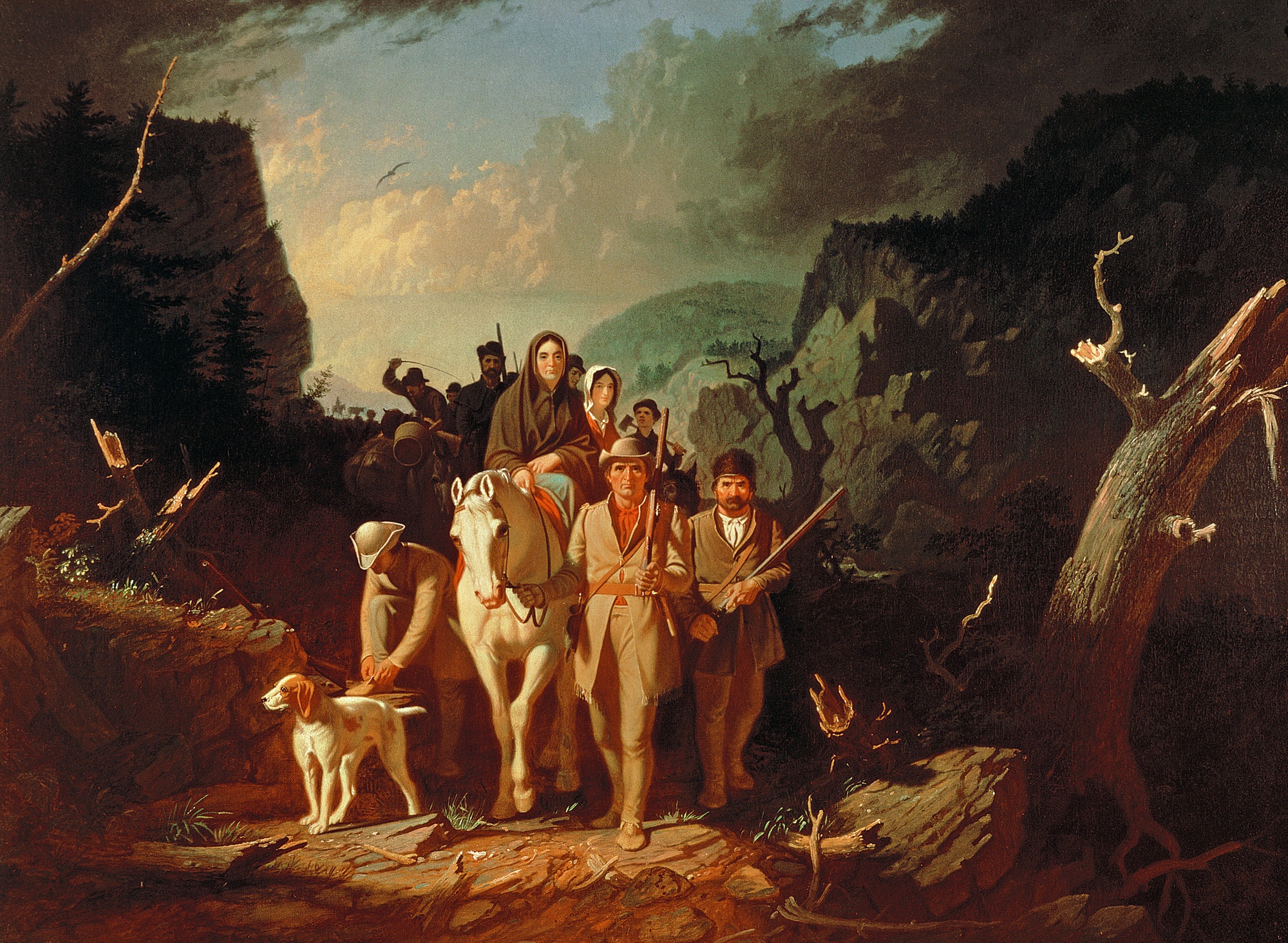 painting of daniel boone leading settlers