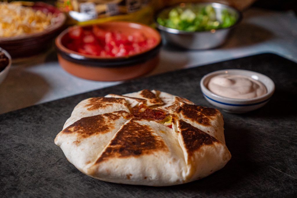 tortilla meat cheese lettuce tomatoes