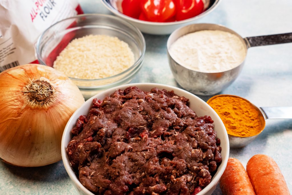 ingredients for venison jamaican meat patty