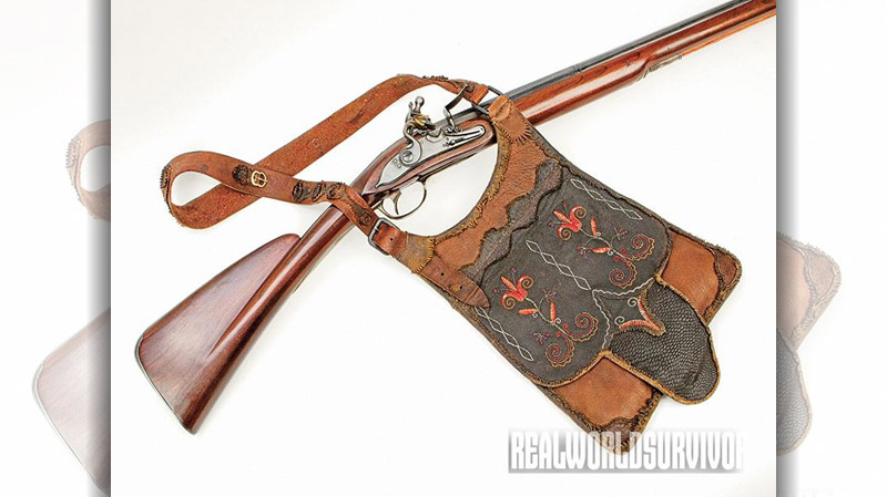 20 gauge fusil de chasse flintlock rifle with shooting bag