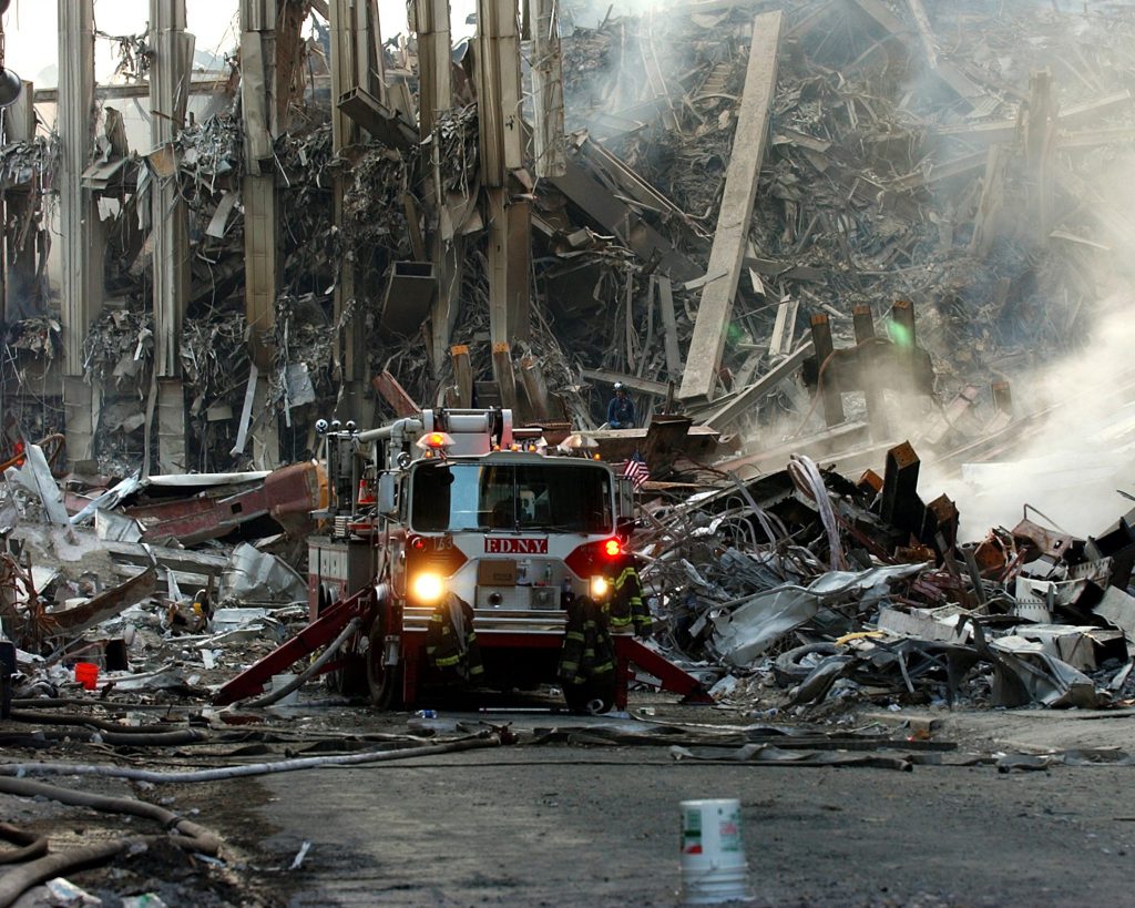 world trade center collapsed fire engine 911 remembrance