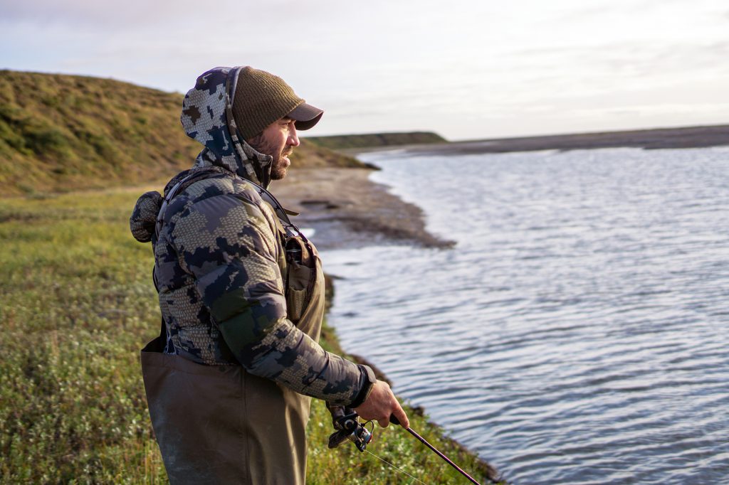 man fishing in cold