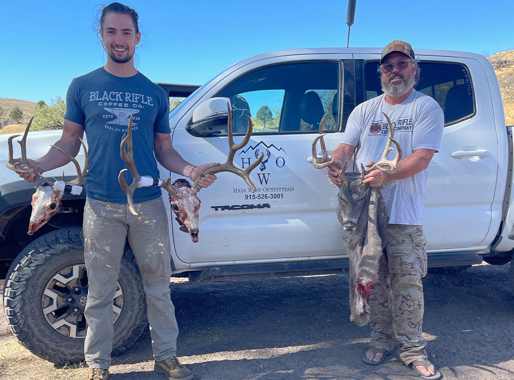 Hughes father and son hunting trophies record coues deer