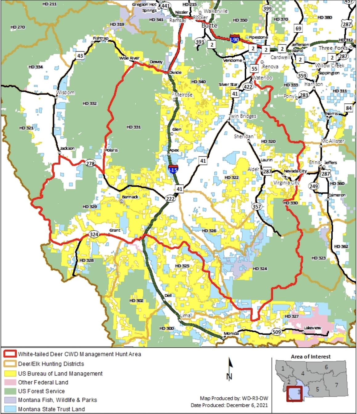 montana cwd management hunt map