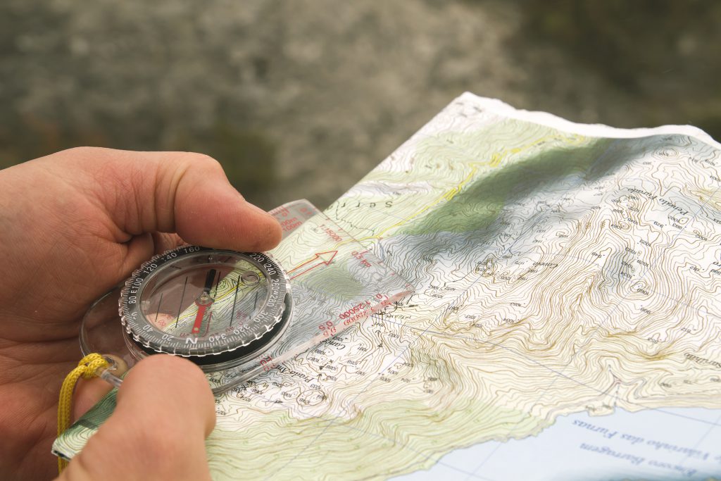 topo map and compass