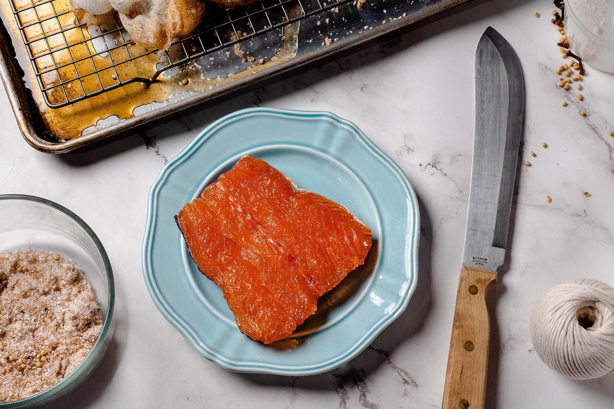 cured salmon and homemade ricotta