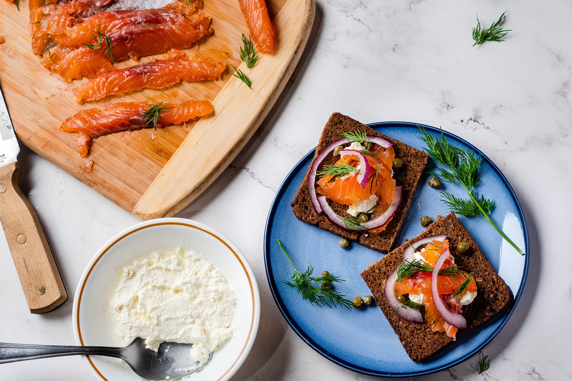 cured salmon and homemade ricotta