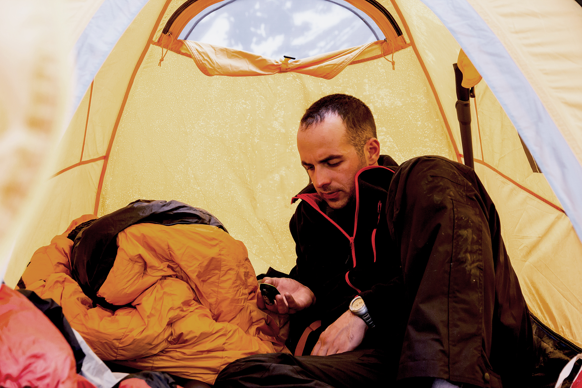 resting in tent