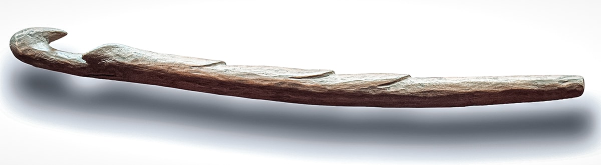 Replica of prehistoric atlatl.