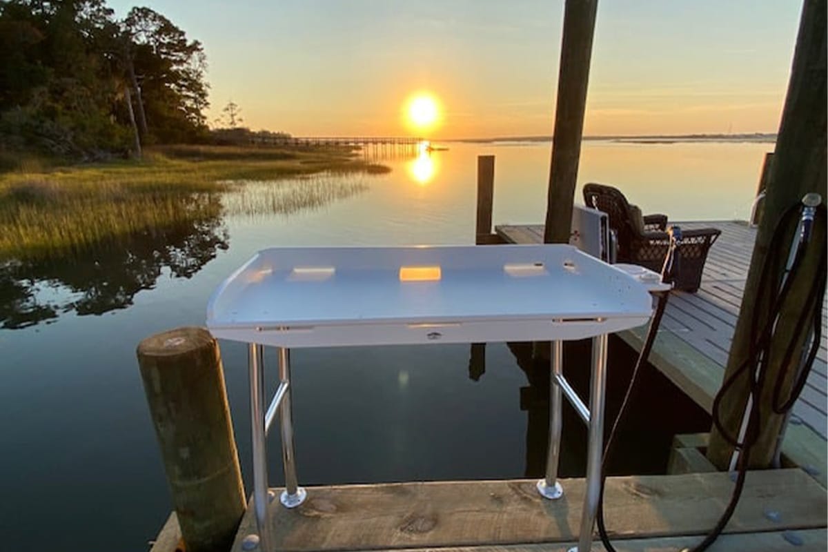 Fish Cleaning Table with Deep Sinks & Faucet, 40 Portable Fish