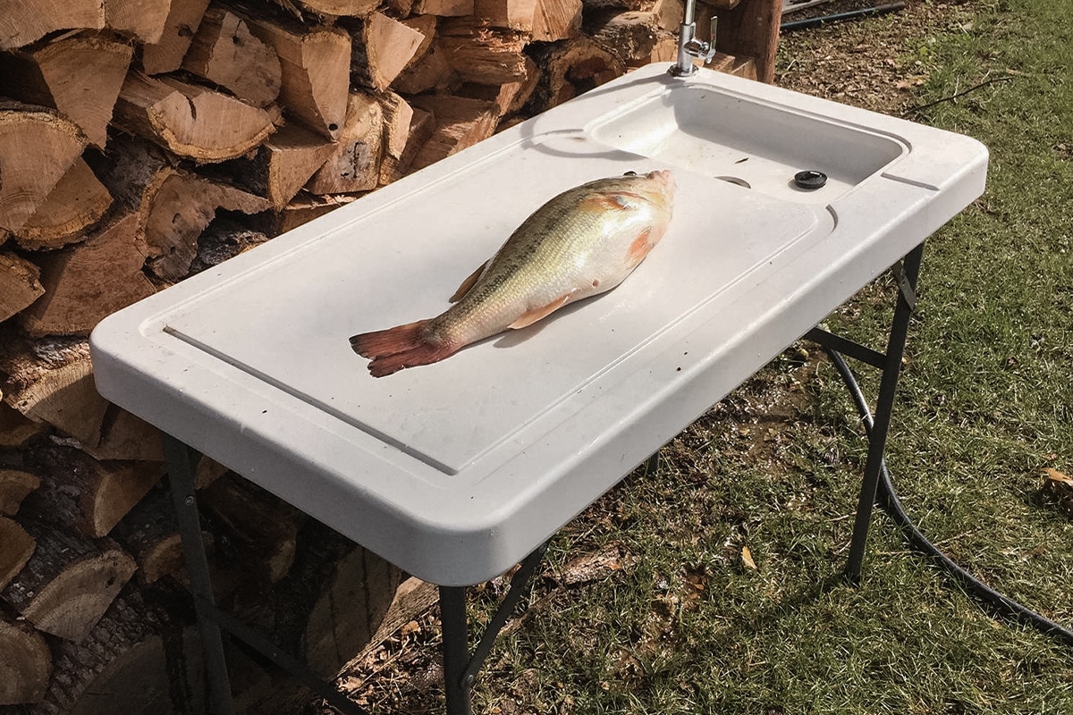 Fish shop cleaning table