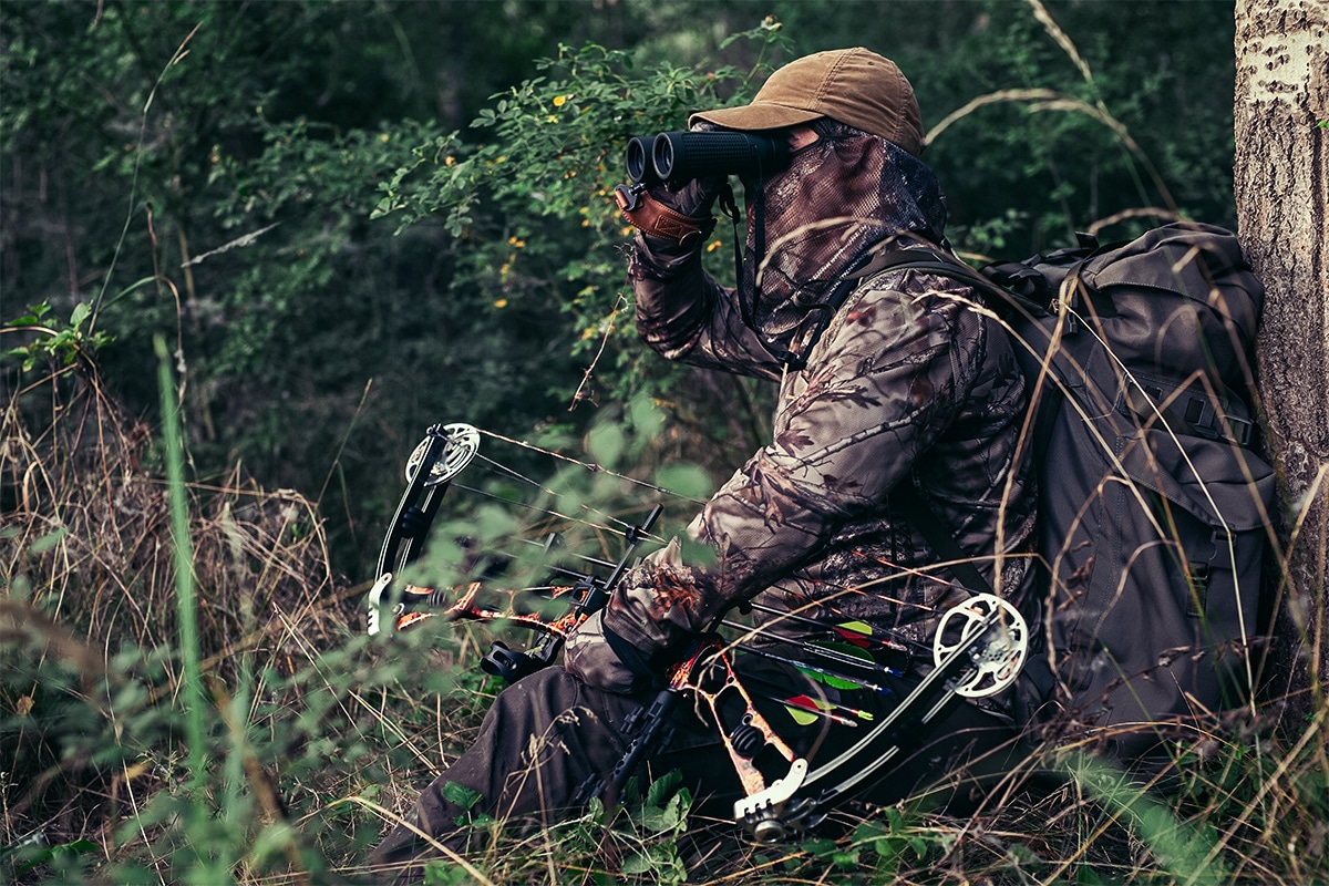 man sitting in the woods