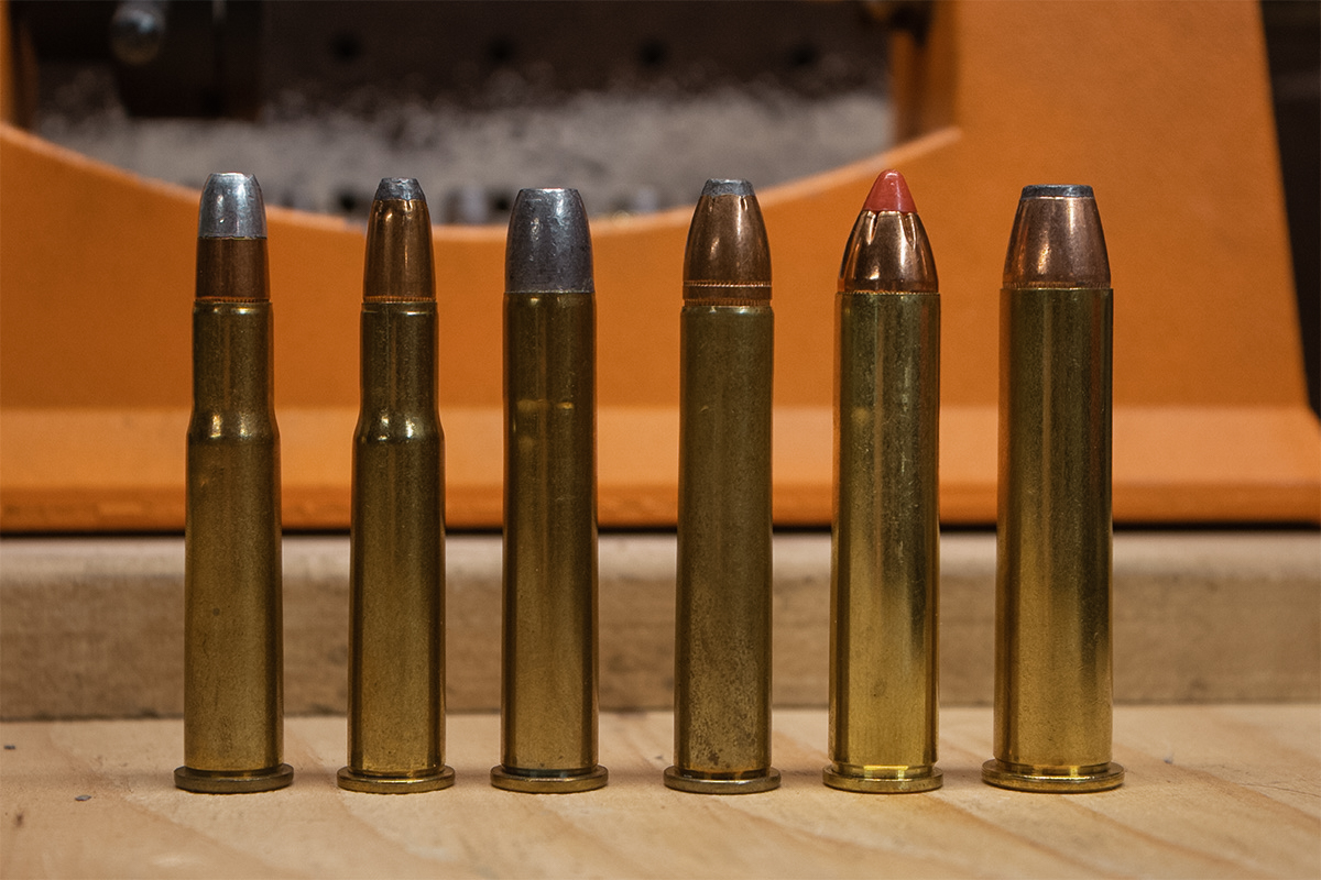 Left to Right: .32 Winchester Special, 30-30, .38-55, .375 Winchester, 444 Marlin, .45-70 Govt’