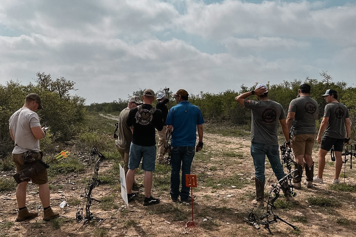 Veterans getting to test out their bows provided by Dark Horse Archery