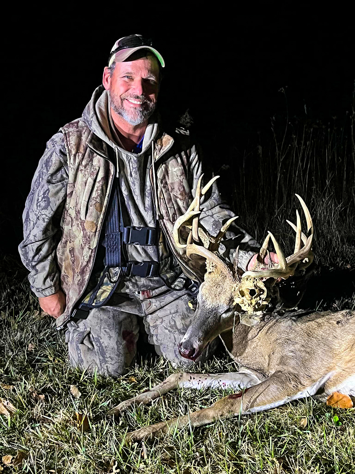 Deer skull tangled with another buck