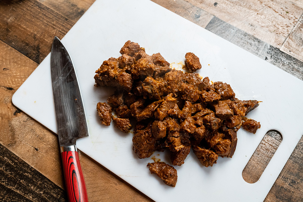 Once cooked until tender, it is time to chop and shred the meat.