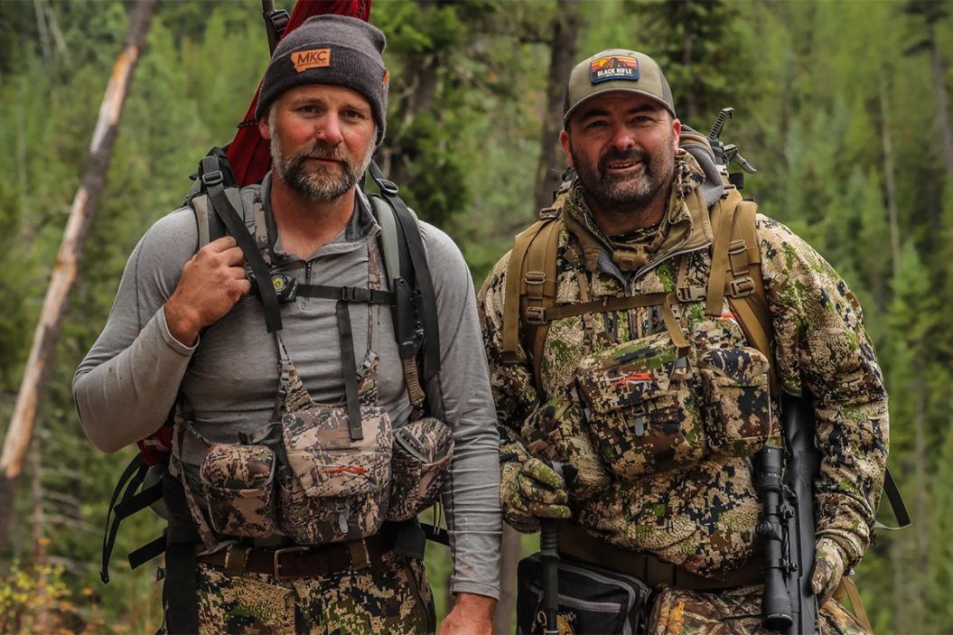 Josh Smith of Montana Knife Co., left, and the author prepare to leave elk camp for the day.