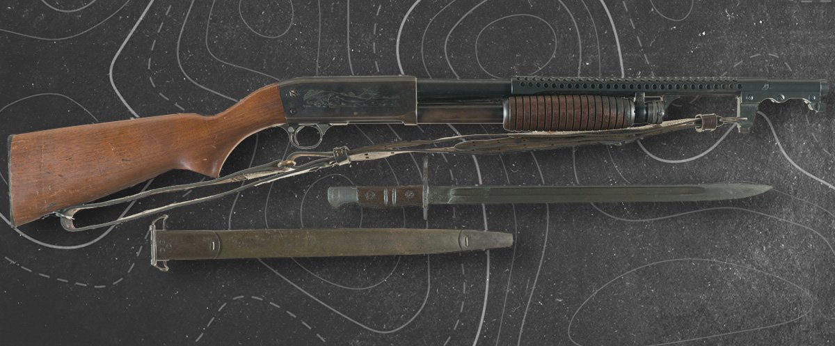 Ithaca’s bottom-eject 37 is still being made today, though you won’t be able to find it in a trench gun variant. military shotguns