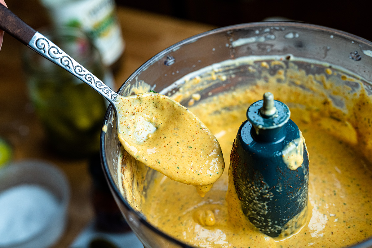 A zesty cajun remoulade is the perfect sauce to accompany a plate of boudin balls.