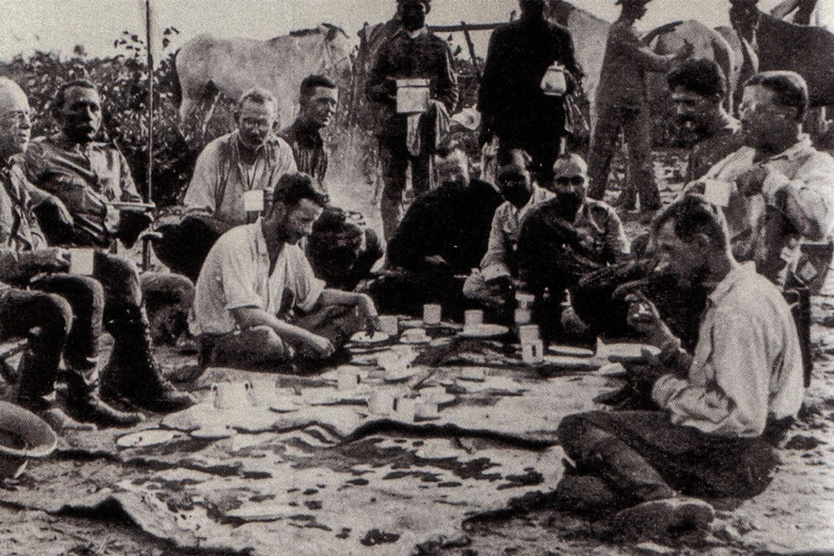 From left to right (seated): Father Zahm, Rondon, Kermit, Cherrie, Miller, four Brazilians, Roosevelt, Fiala.