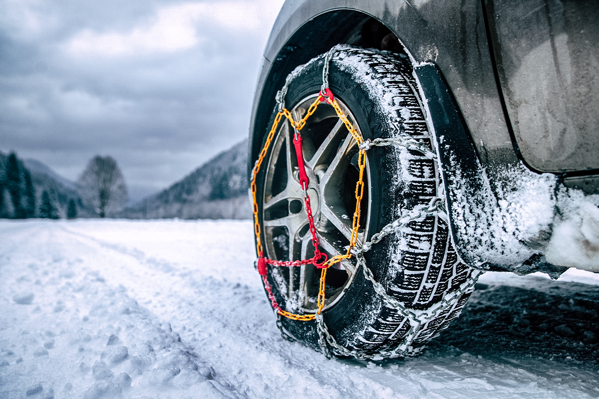 Tire chains help prevent your car getting stuck in the snow