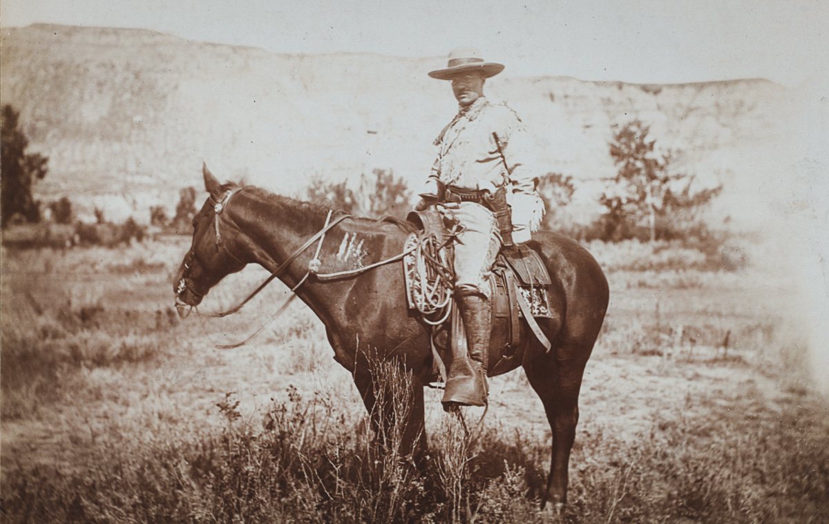 Theodore Roosevelt riding his favorite hunting pony circa 1903.