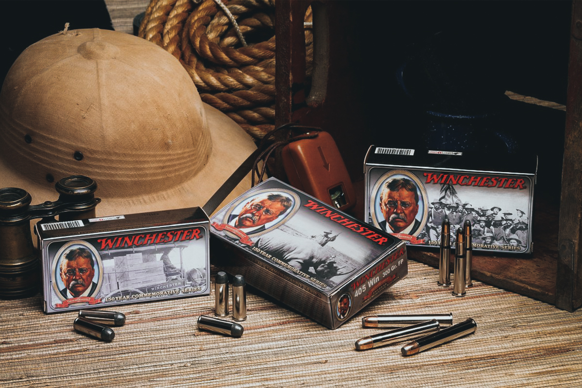 In 2016 for its 150th anniversary, Winchester released special ammo that included the .405 with Roosevelt and his African rhino on the box.