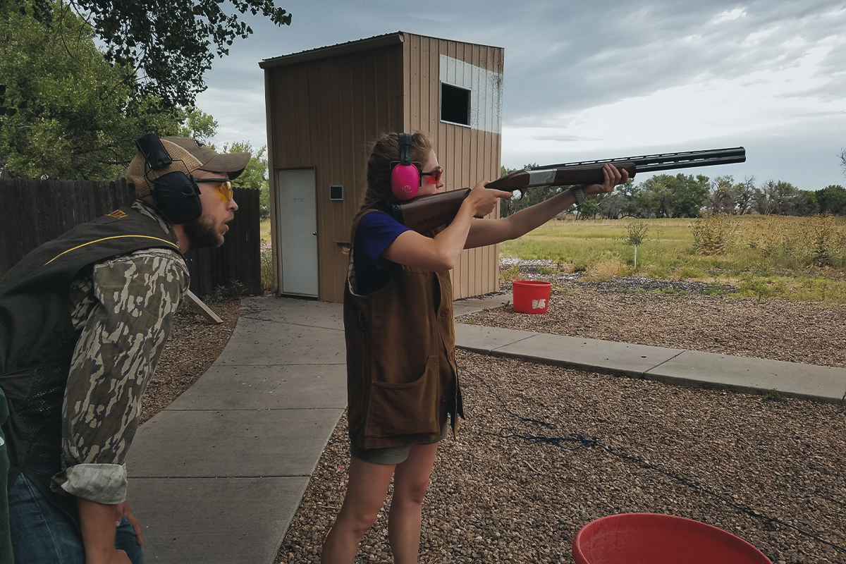 Over Unders dominate target shooting because they are more reliable than semi-autos, and can deliver two quick shots on target. Many shooters also prefer the feel and balance of an O/U This shooter uses a Browning Cynergy.on a skeet field near Denver.