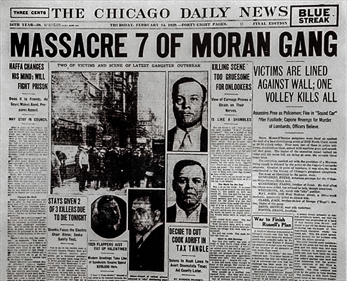 Best St. Valentine's Day Massacre Bugs Moran Chicago Gangster War 1929  Newspaper