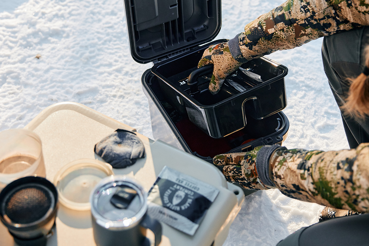 The Yeti GoBox 15 is perfect for the backcountry barista we all strive to be.