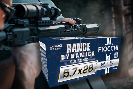 Fiocchi is expanding its Range Dynamic line of ammunition with a subsonic 5.7 FMJ cartridge.